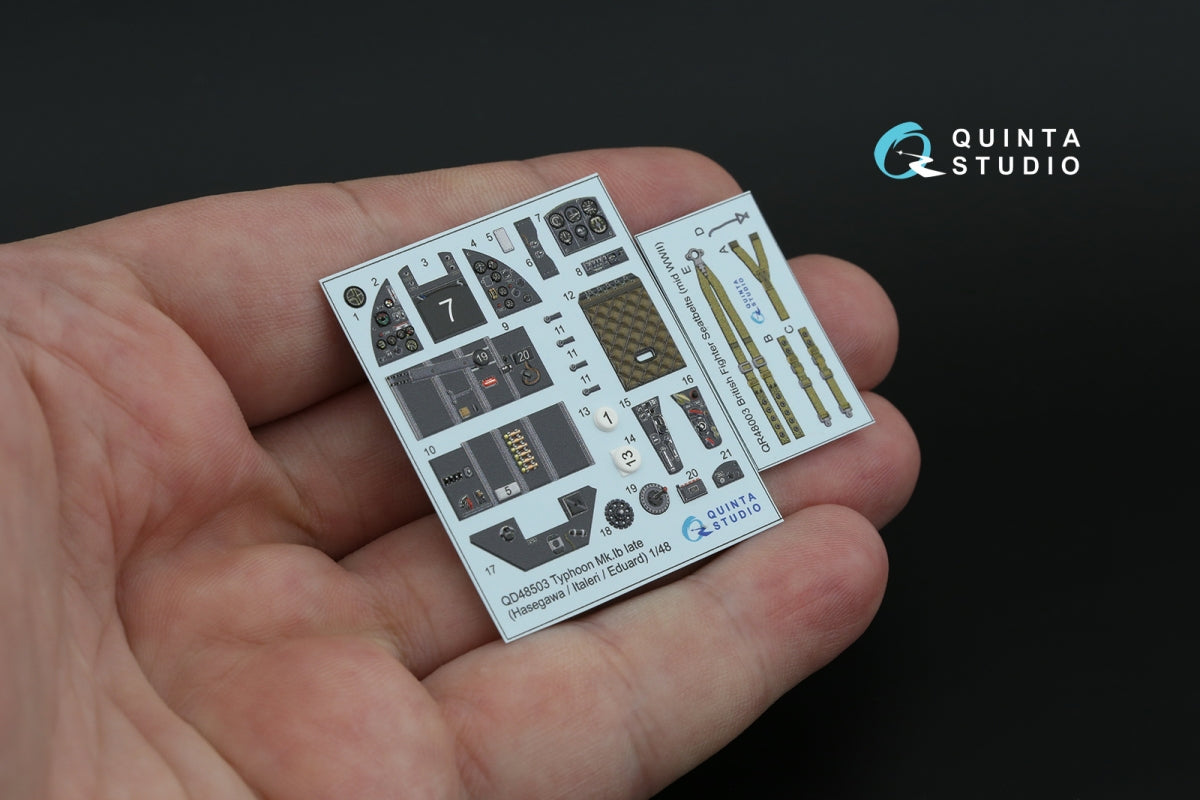 Intérieur imprimé en 3D et coloré sur papier décalcomanie Quinta Studio QD48503 Typhoon Mk.Ib (fin de production) (Hasegawa/Italeri) 1/48  – image 3