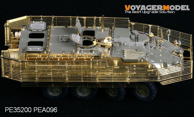 Maquette Voyager PE35200 Stryker M1126 avec blindage à lames (pour AFV35126) : comprend le blindage à lames, le blindage spatial et le cache de suspension (échelle 1/35). – Bild 4