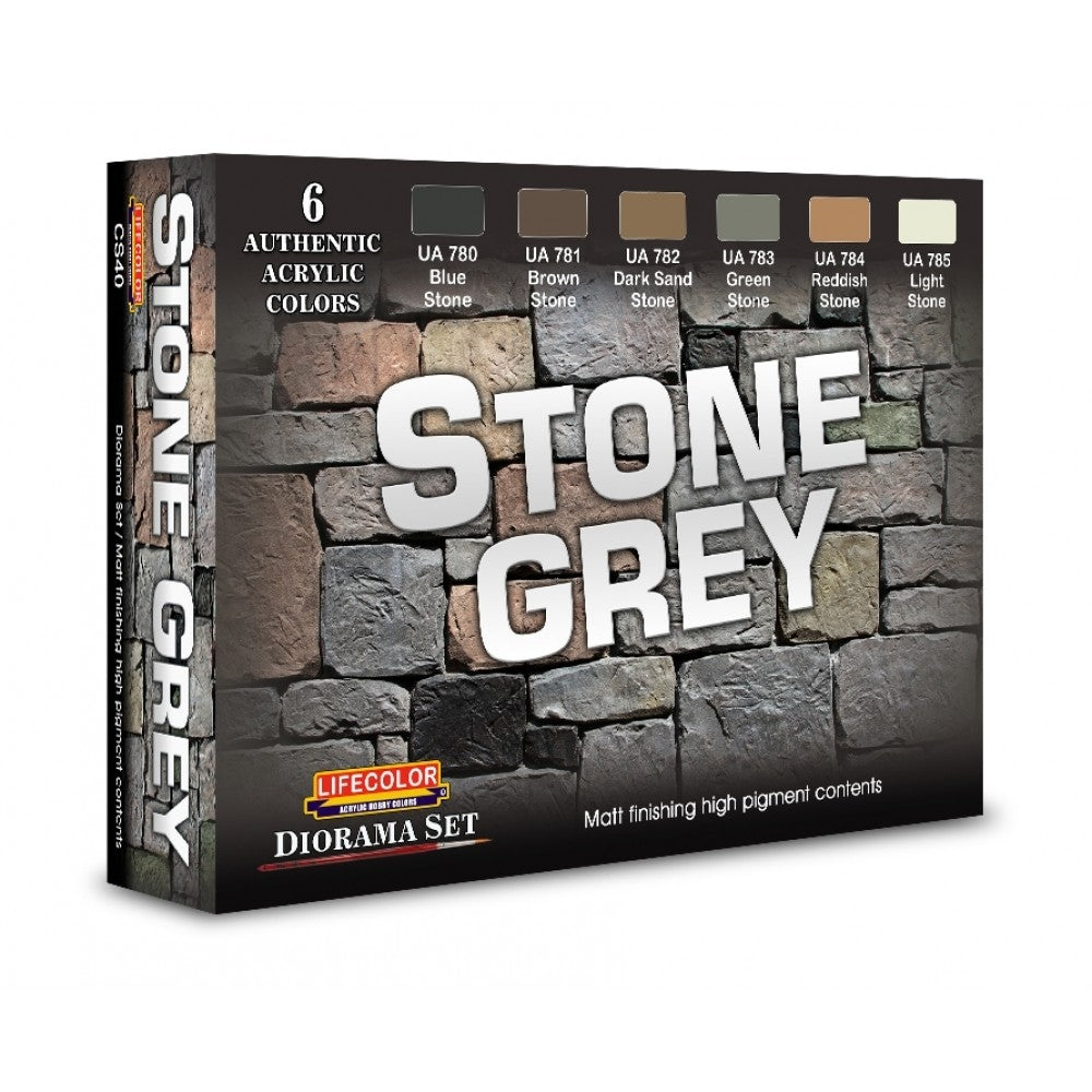Coffret de peinture acrylique Lifecolor CS40 Gris pierre 6 x 22 ml