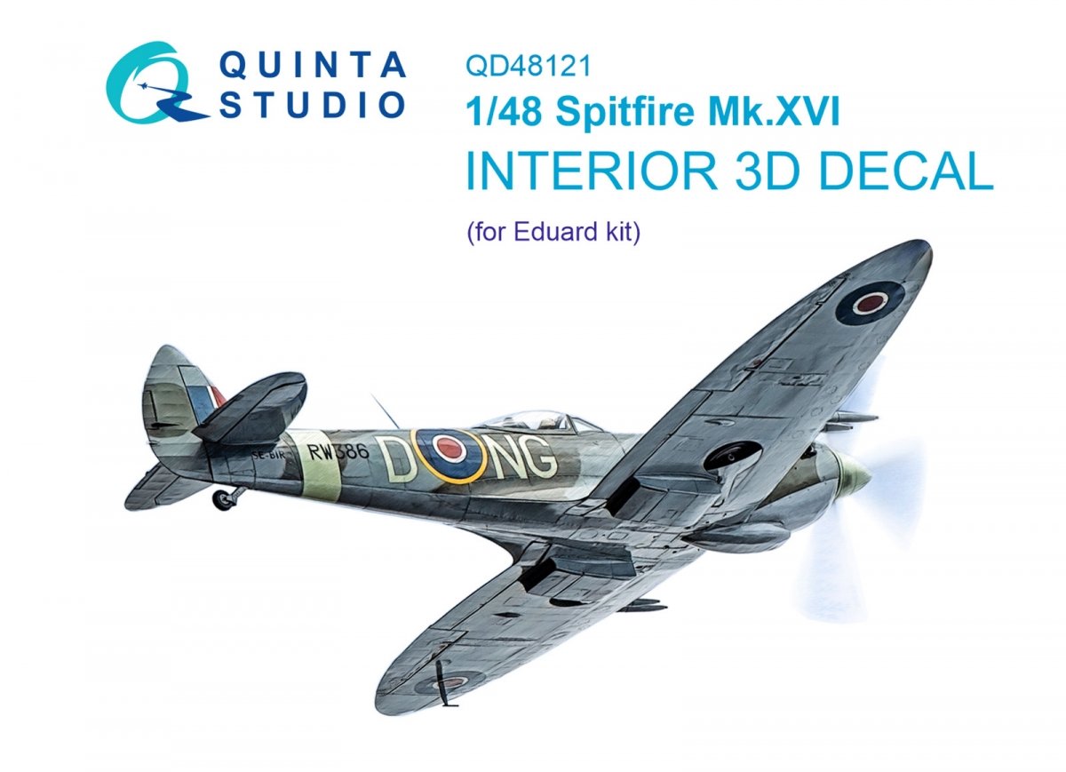 Intérieur imprimé en 3D et coloré sur papier décalcomanie (Eduard) Quinta Studio QD48121 Spitfire Mk.XVI 1/48 