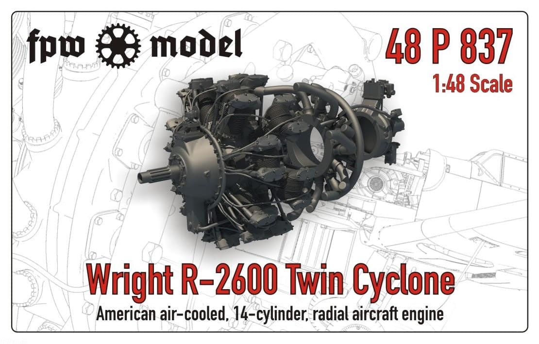 Maquette FPW 48P837 Wright R-2600 Twin Cyclone (complète) 1/48