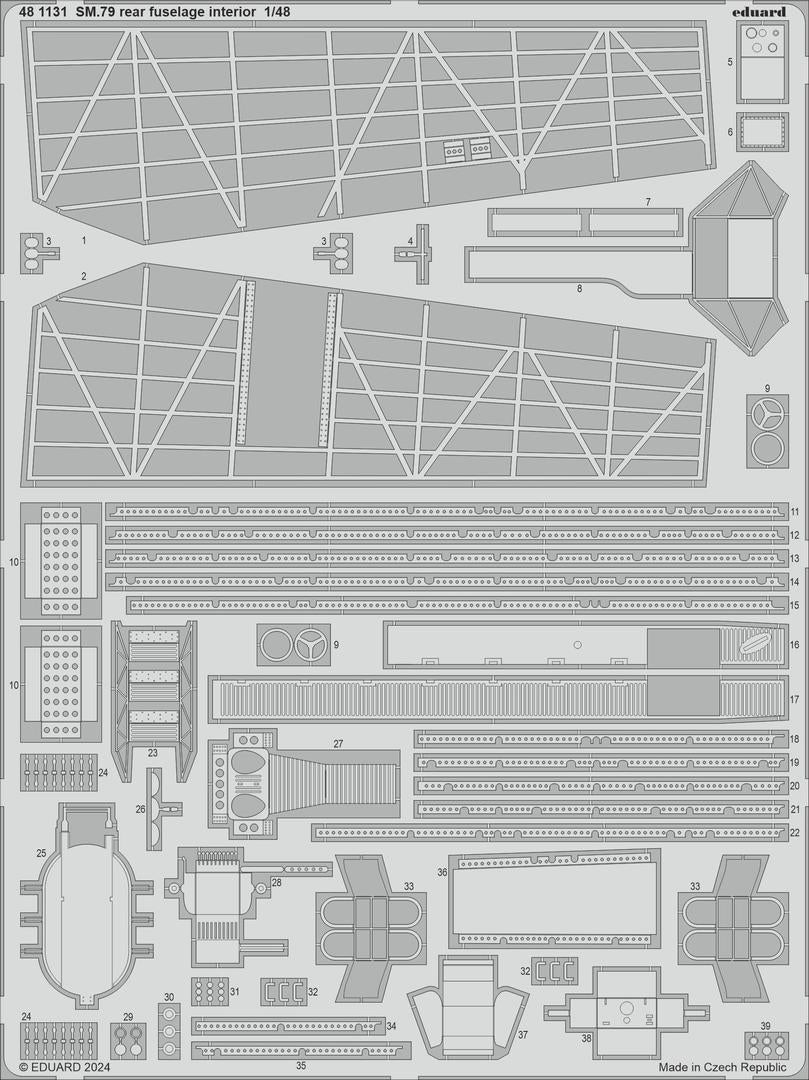 Intérieur du fuselage arrière SM.79 EDUARD 481131 EDUARD 1/48