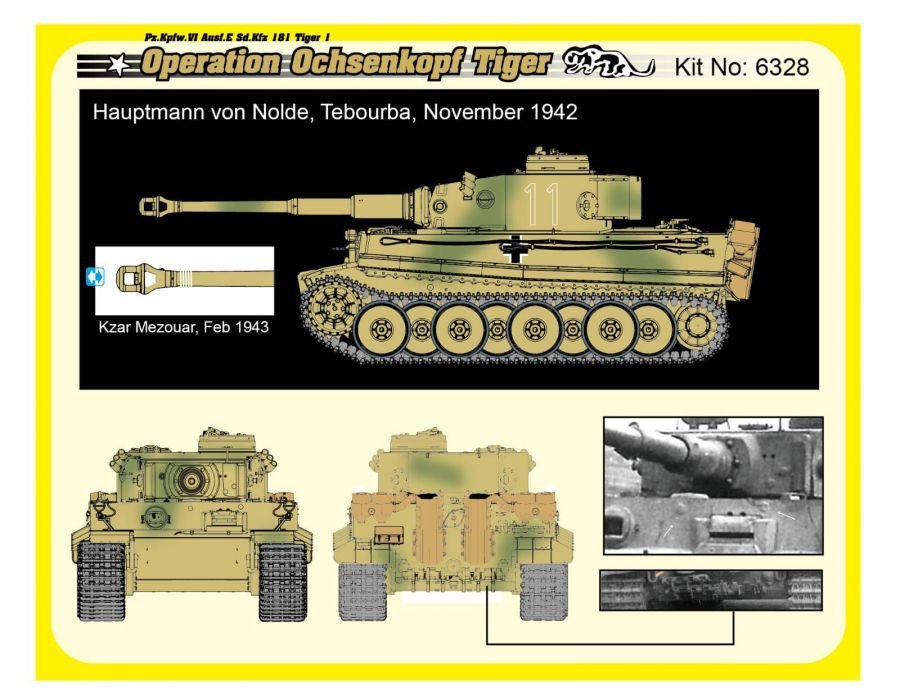 Dragon 6328 Char allemand Pz.Kpfw.VI Tiger I de la Seconde Guerre mondiale, première production, 501e escadron de l&amp;#39;opération Ochsenkopf, échelle 1/35 – image 4