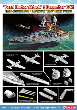 Dragon 7127 USS Arizona BB-39 + IJN Type 97 Kate Attaque de Pearl Harbor 7 décembre 1941 1/700 – immagine 2