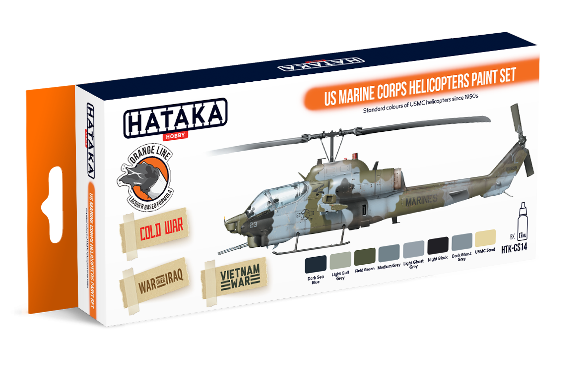 Hataka HTK-CS14 ORANGE LINE – Kit de peinture pour hélicoptères du Corps des Marines des États-Unis (8 x 17 ml)