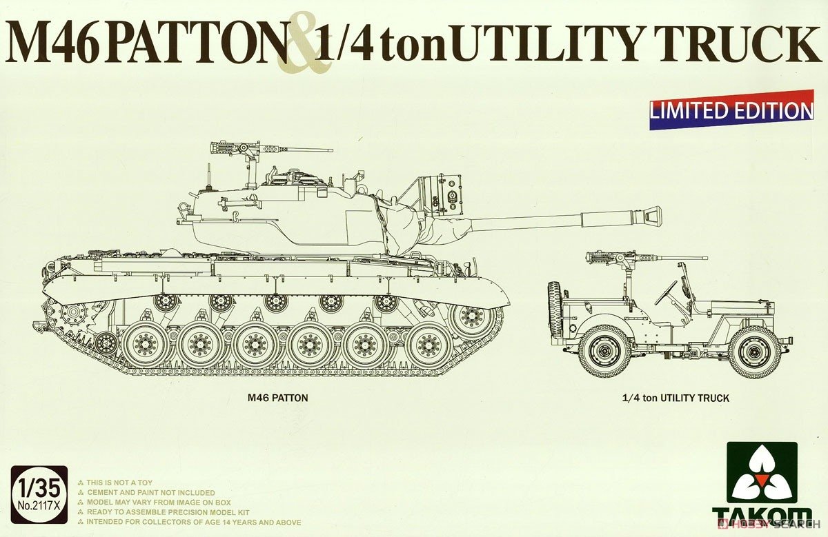 Takom 2117X M46 Patton et camion utilitaire 1/4 tonne 1/35
