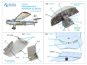 Intérieur imprimé en 3D et coloré sur papier décalcomanie (Bilek) pour Antonov An-2 Colt (Quinta Studio QD48595) à l&amp;#39;échelle 1/48 – Bild 2