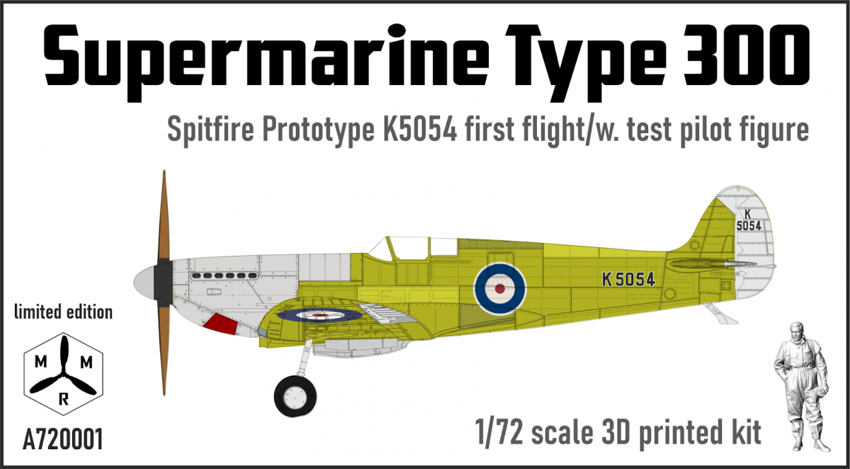 IBG MRMA720001 Spitfire Prototype K5054 - Stage 1 – First Flight with test pilot figure 1/72