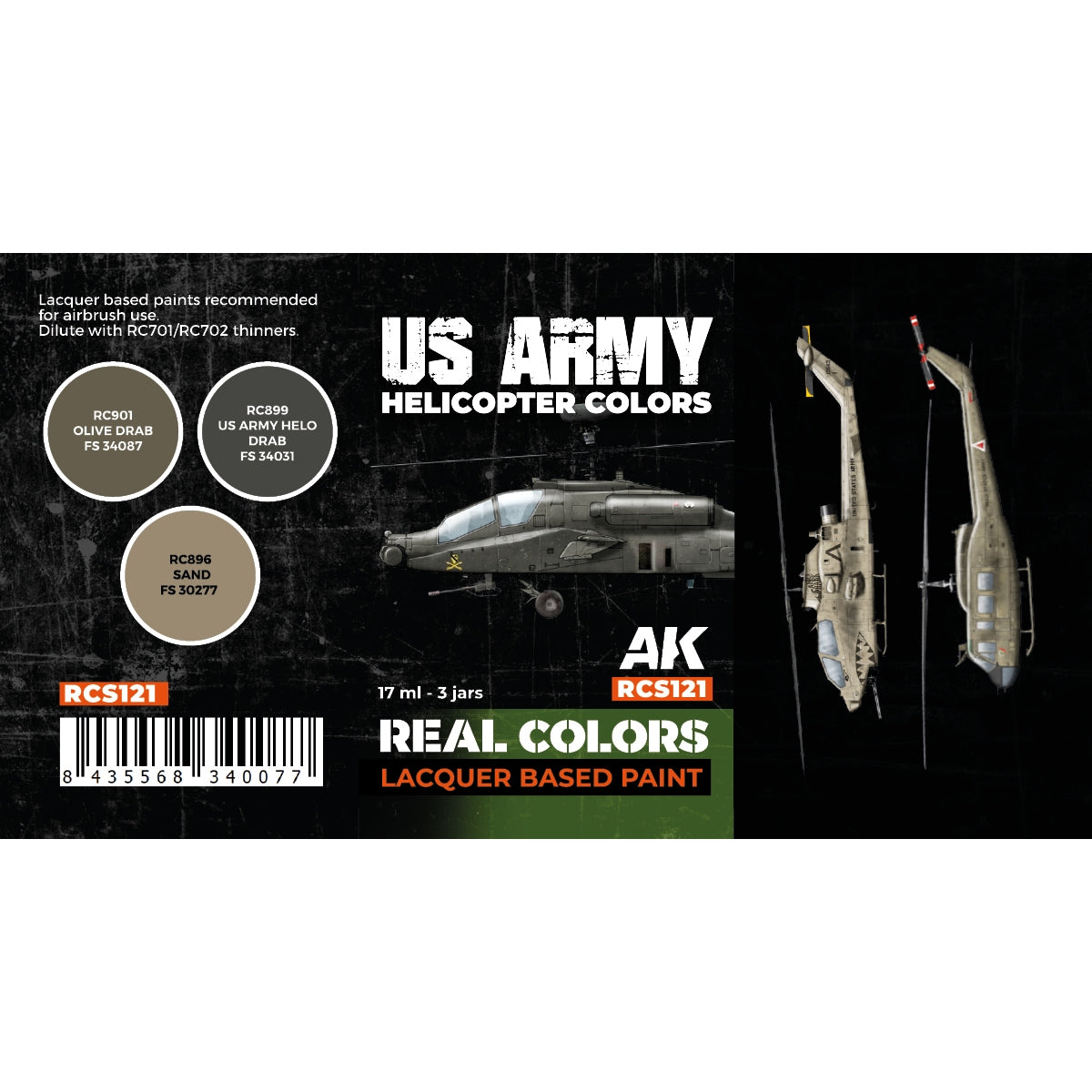 AK Interactive RCS121 Couleurs de l&amp;#39;hélicoptère de l&amp;#39;armée américaine 3x17ml – Bild 2