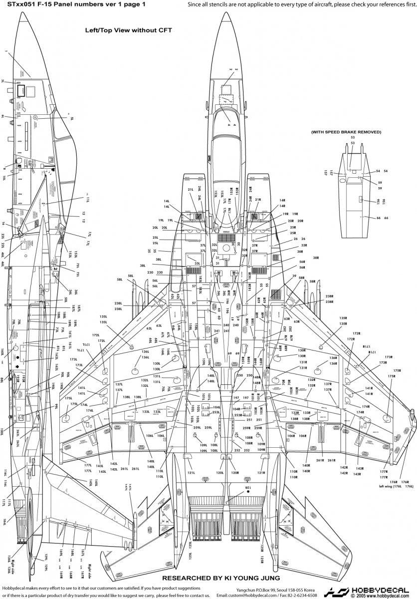 HobbyDecal ST32051V1 Numéros de panneaux F-15 ver 1 1/32 – image 2