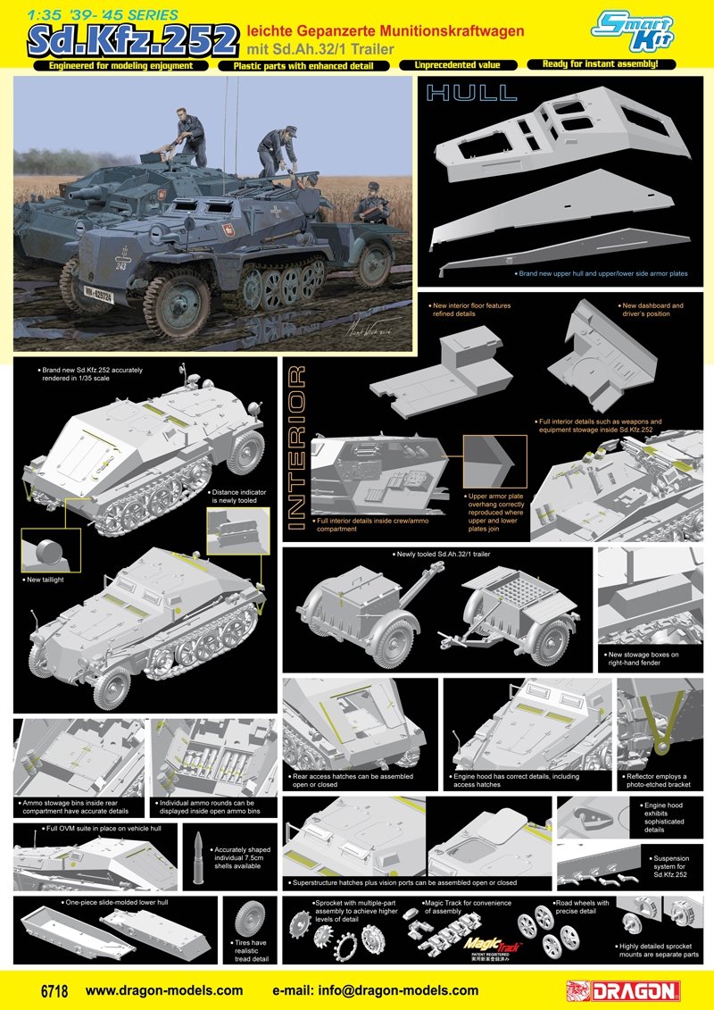 Dragon 6718 Sd.Kfz.252 véhicule de transport de munitions léger avec remorque Sd.Ah.32/1 1/35 – image 2