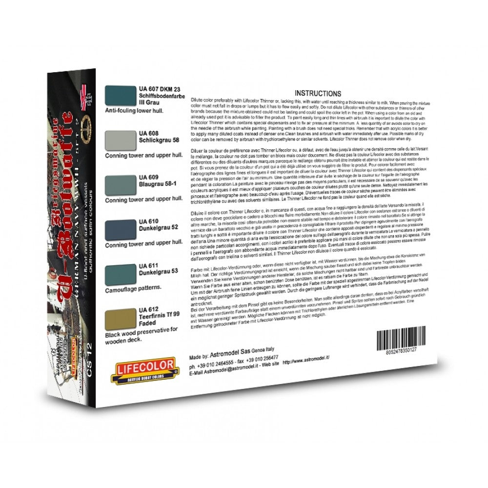 Coffret de peinture acrylique Lifecolor CS12, couleur Marine allemande, lot de 2 (6 x 22 ml). – image 2