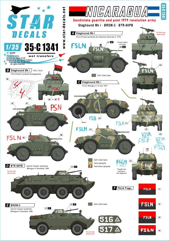 Star Decals 35-C1341 Nicaragua 2. Guérilla sandiniste et armée de la révolution post-1979 1/35