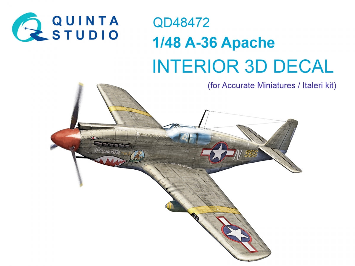 Quinta Studio QD48472 A-36 Intérieur coloré imprimé en 3D sur papier décalcomanie (Accurate Miniatures/Italeri) 1/48