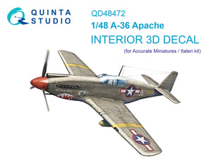 Quinta Studio QD48472 A-36 Intérieur coloré imprimé en 3D sur papier décalcomanie (Accurate Miniatures/Italeri) 1/48