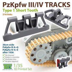 T-Rex Studio TR85032 Chenilles PzKpfw III/IV Type 1 Dent courte 1/35