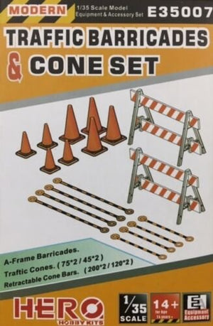 Hero Hobby E35007 Ensemble de barrières et cônes de signalisation 1/35
