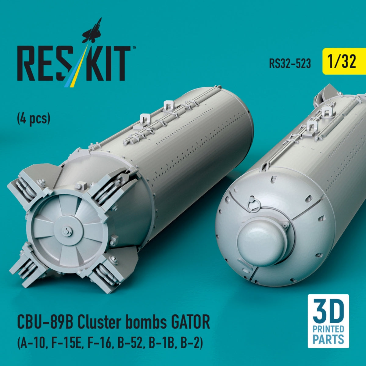 RESKIT RS32-0523 Bombes à fragmentation CBU-89B GATOR (4 pièces) (Impression 3D) 1/32 – image 3