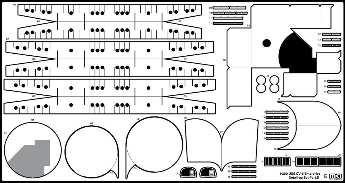 MK1 Design MD-20021 Porte-avions CV-6 Enterprise de l&amp;#39;US Navy - Pièces de détail pour maquette Trumpeter au 1/200 – imagen 57