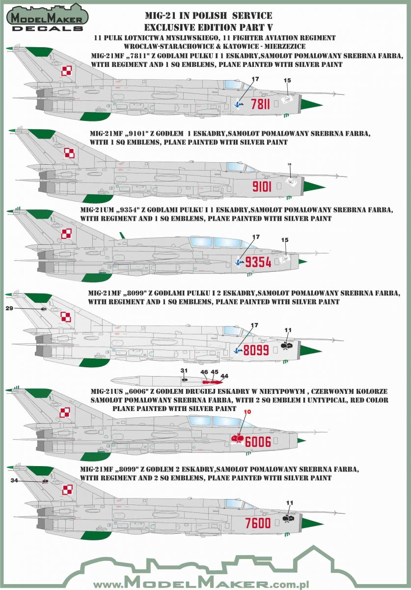 Décalcomanies ModelMaker D48154 MiG-21 en service polonais, édition exclusive partie V 1/48 – image 4