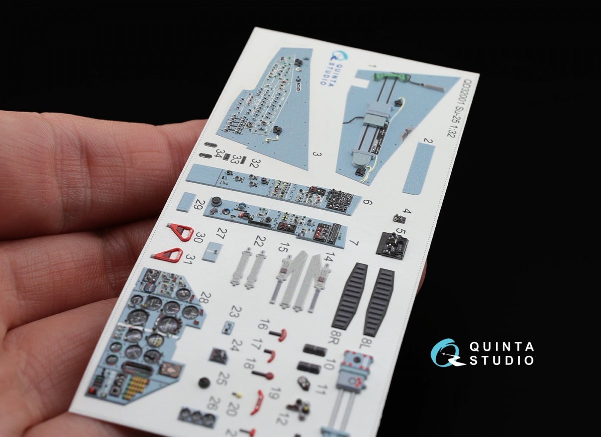 Intérieur imprimé en 3D et coloré sur papier décalcomanie Quinta Studio QD32001 Su-25 (pour maquette Trumpeter) 1/32 – immagine 5