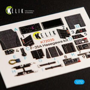 Décalcomanies 3D intérieures KELIK K72035 pour maquette Hasegawa au 1/72
