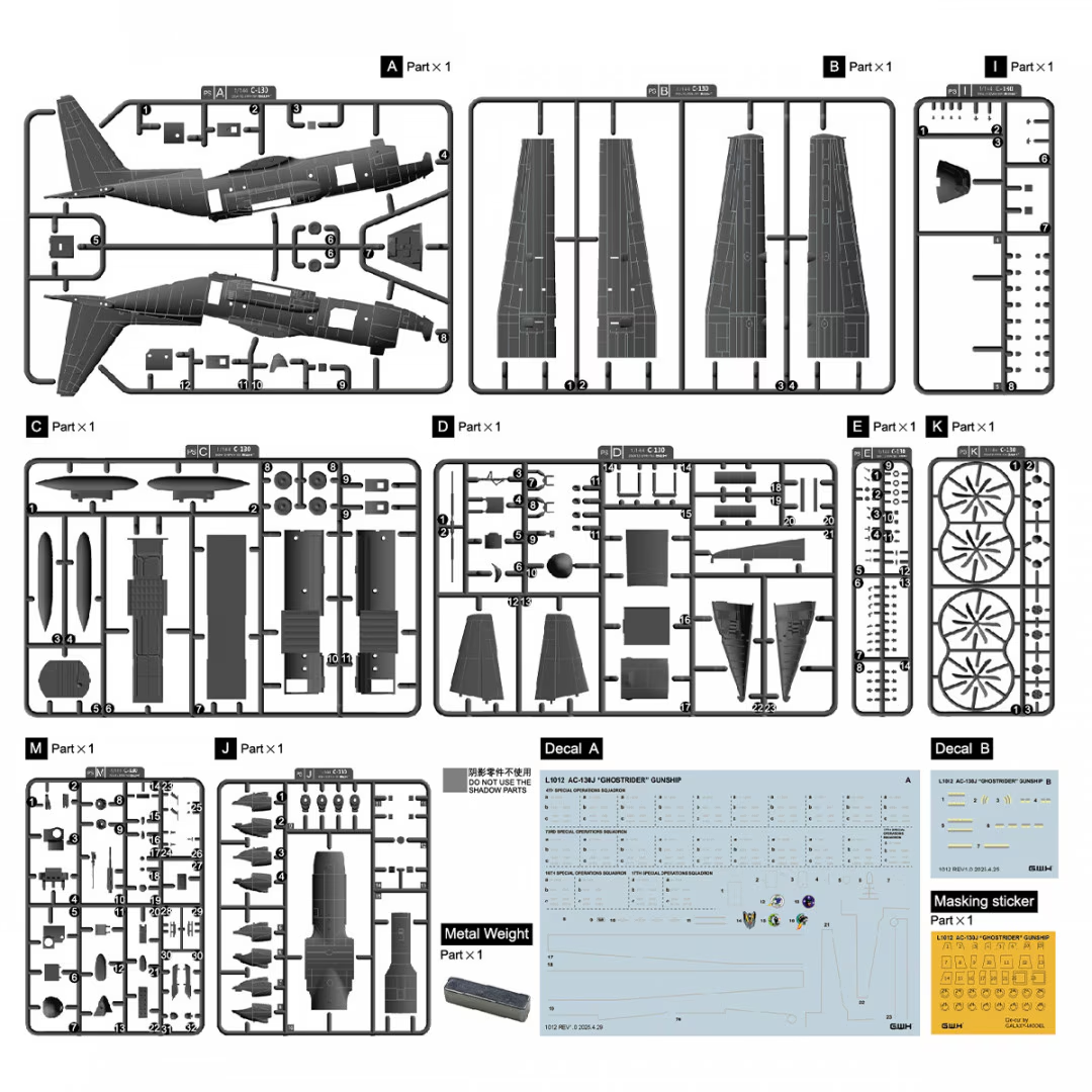 Great Wall Hobby L1012 USAF AC-130J "Ghostrider" Gunship 1/144