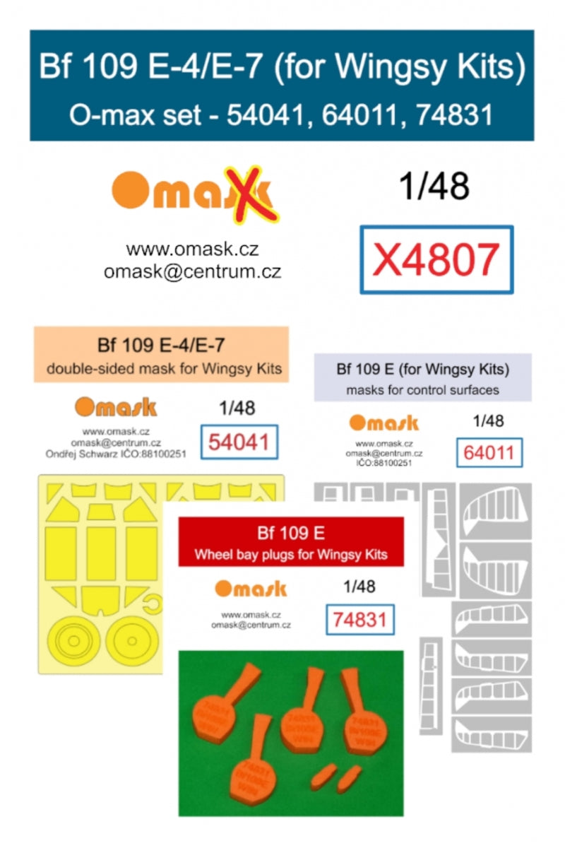 Kit Omask X4807 Bf 109 E-4/E-7 O-max pour maquettes Wingsy au 1/48