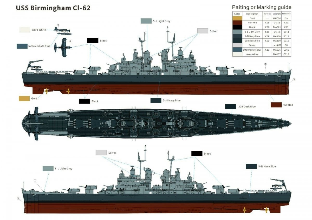 Very Fire VF350921DX Croiseur léger de l&amp;#39;US Navy USS Birmingham CL-62 DX (Édition Deluxe) 1/350 – Bild 12