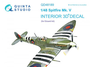 Intérieur du Spitfire Mk.V imprimé en 3D et coloré sur papier décalcomanie Quinta Studio QD48189 (pour kit Eduard) 1/48