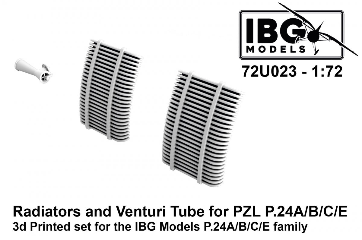IBG 72U023 Radiateurs et Venturi pour PZL P.24A/B/C/E - Kit imprimé en 3D à l&amp;#39;échelle 1/72
