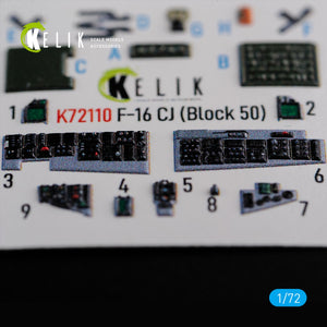 Décalcomanies 3D intérieures KELIK K72110 F-16 CJ (Block 50) pour maquette Tamiya au 1/72 – imagen 2