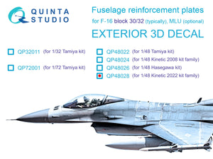 Quinta Studio QP48028 Plaques de renfort bloc 30/32 F-16 (Outil Kinetic 2022) 1/48