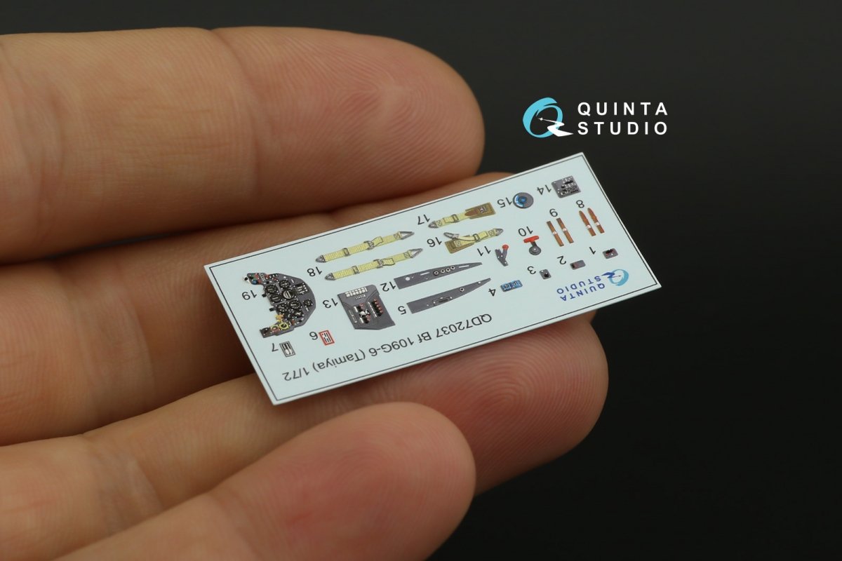 Intérieur imprimé en 3D et coloré sur papier décalcomanie Quinta Studio QD72037 Bf 109 G-6 (Tamiya) 1/72  – image 3