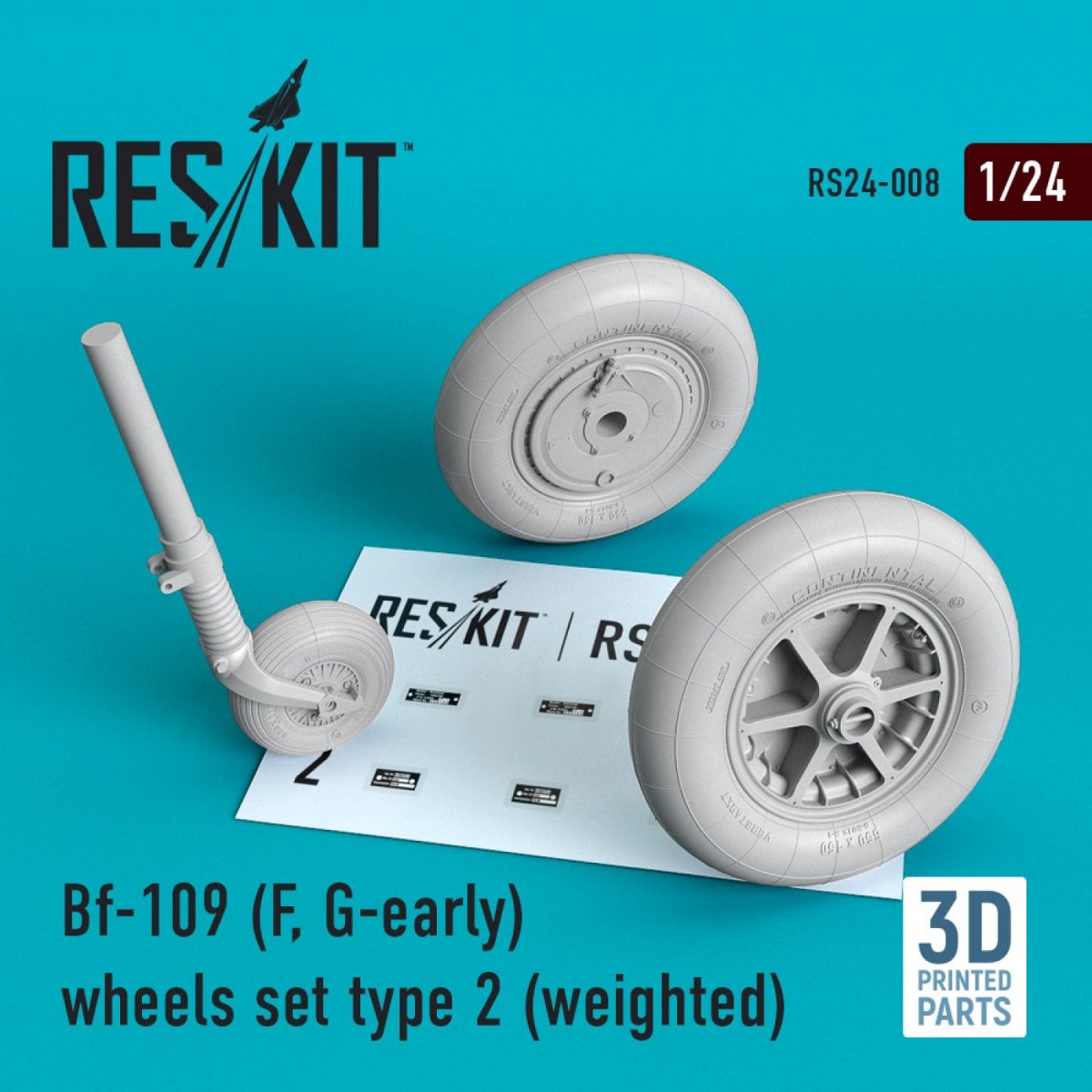 RESKIT RS24-0008 BF-109 (F, G-EARLY) JEU DE ROUES TYPE 2 (LESTÉ) 1/24