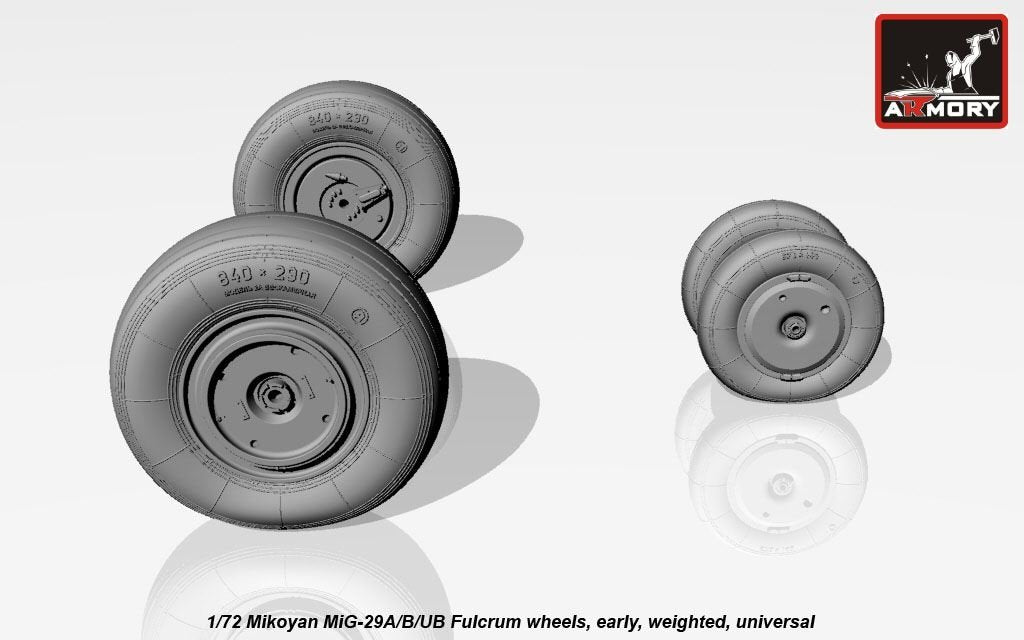 Armory Models AW72037 Roues lestées Fulcrum pour Mikoyan MiG-29A/B/UB, échelle 1/72 (début de la série)  – immagine 4