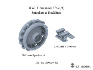 ET Model P35-060 Pignons et chenilles de Sd.Kfz.7(8t) allemand de la Seconde Guerre mondiale (impression 3D) 1/35