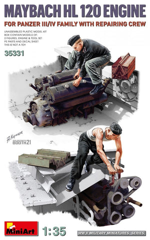 Miniart 35331 Moteur Maybach HL 120 pour chars Panzer III/IV avec équipe de réparation 1/35