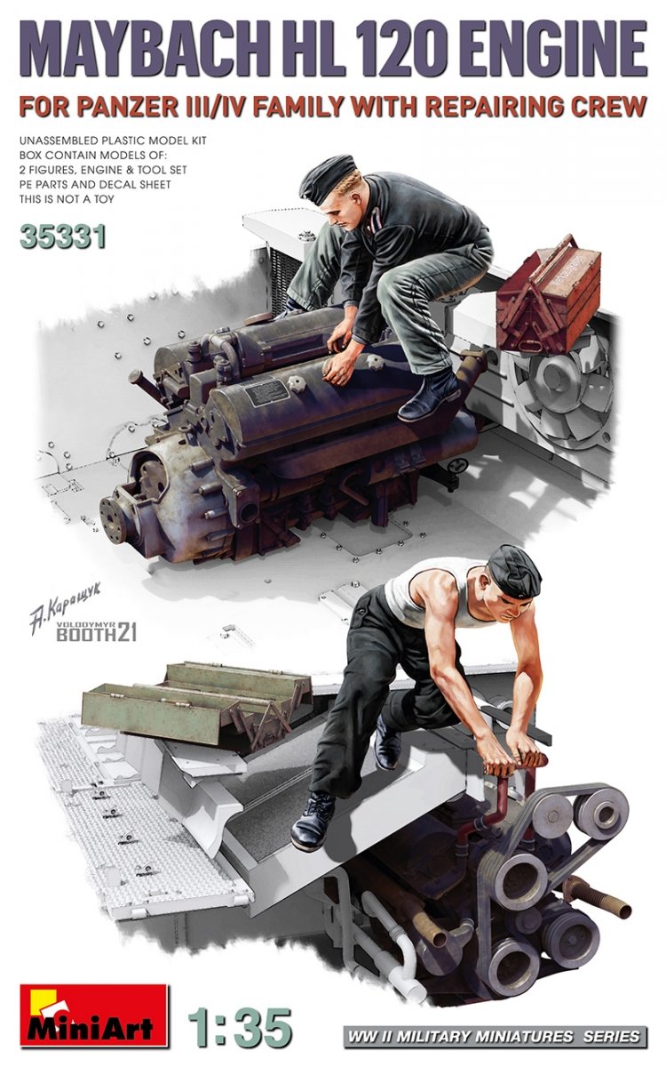 Miniart 35331 Moteur Maybach HL 120 pour chars Panzer III/IV avec équipe de réparation 1/35