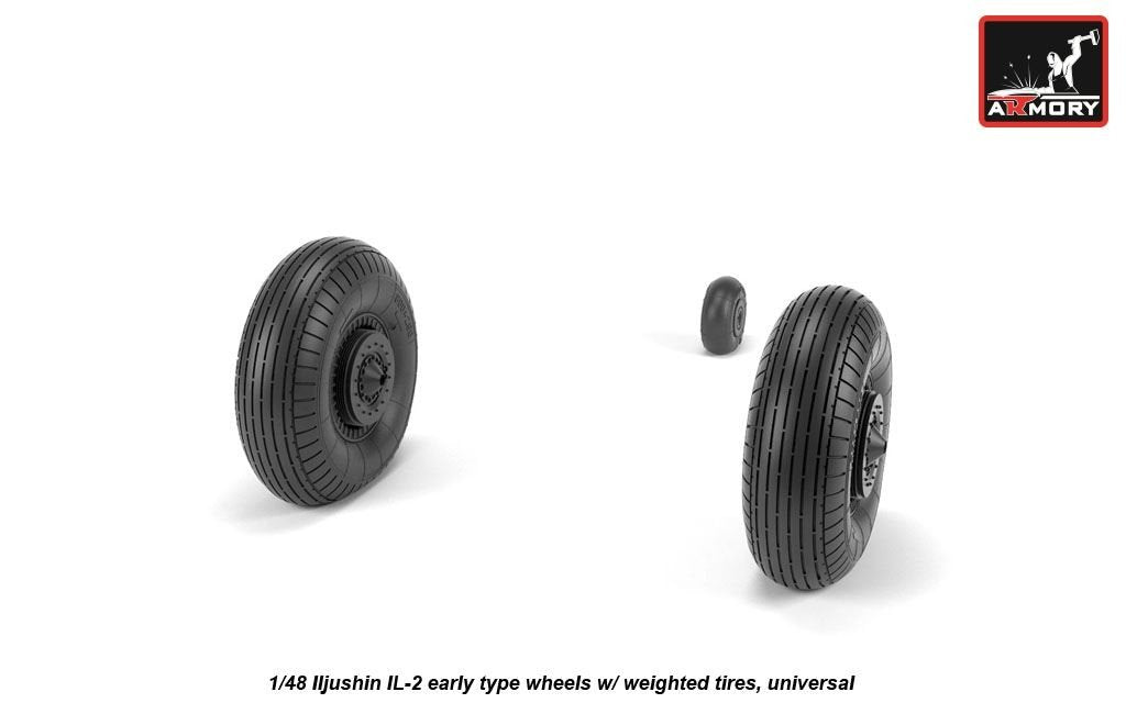 Armory Models AW48034 Iljushin IL-2 Bark early type wheels w/ weighted tires 1/48 – zdjęcie 2