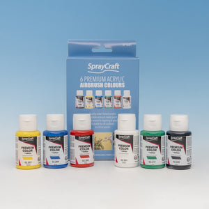 SprayCraft SP1601 6 Couleurs Acryliques Premium pour Aérographe (32ml)