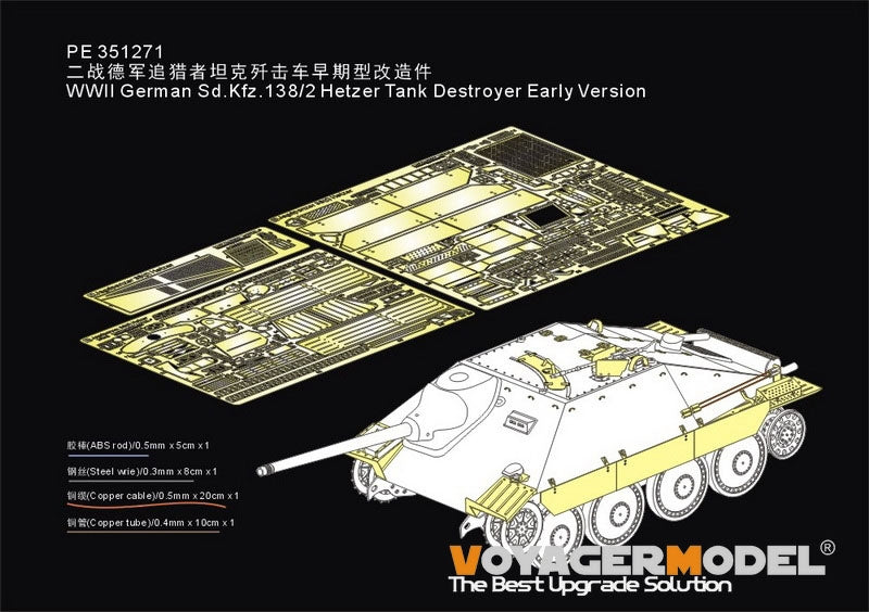 Voyager modèle PE351271 WWII allemand Sd.Kfz.138/2 Hetzer chasseur de chars première Version pour TAKOM 1/35