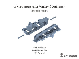 ET Model P35-044 WWII German Pz.Kpfw.III/IV Ostketten Chenille fonctionnelle imprimée en 3D à l&amp;#39;échelle 1/35