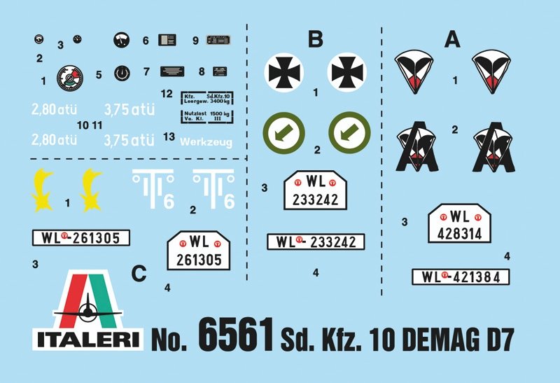 Italeri 6561 Sd.Kfz. 10 DEMAG D7 avec parachutistes allemands 1/35 – immagine 2