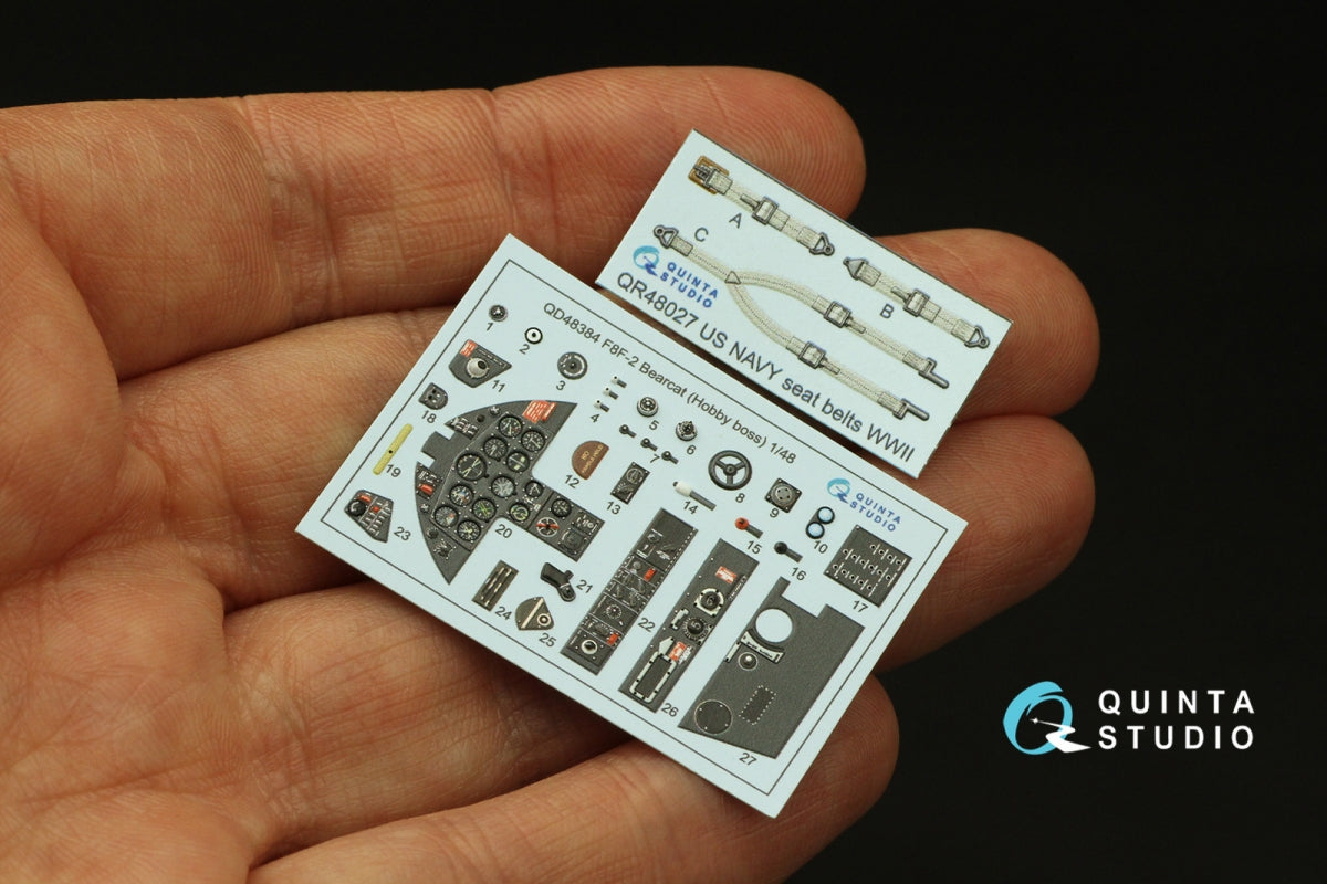Intérieur imprimé en 3D et coloré sur papier décalcomanie Quinta Studio QD48384 F8F-2 Bearcat (Hobby Boss) 1/48 – image 4