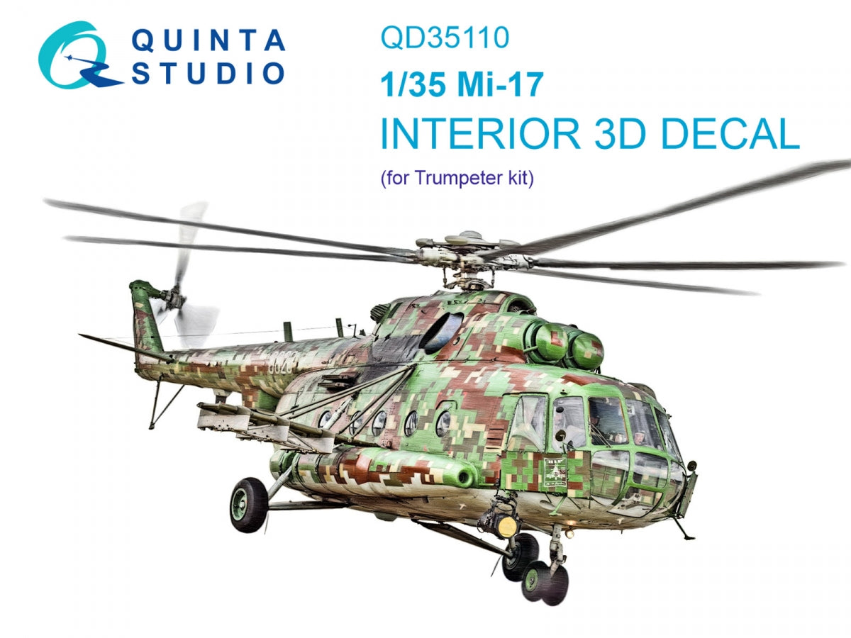 Quinta Studio QD35110 Mi-17 Intérieur coloré imprimé en 3D sur papier décalcomanie (Trumpeter) 1/35