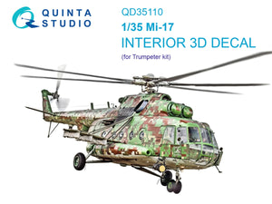 Quinta Studio QD35110 Mi-17 Intérieur coloré imprimé en 3D sur papier décalcomanie (Trumpeter) 1/35