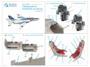 Intérieur imprimé et coloré en 3D sur papier décalcomanie (Hasegawa) de la Kawasaki T-4 (Quinta Studio QD+48349) (avec pièces en résine imprimées en 3D) 1/48 – image 2