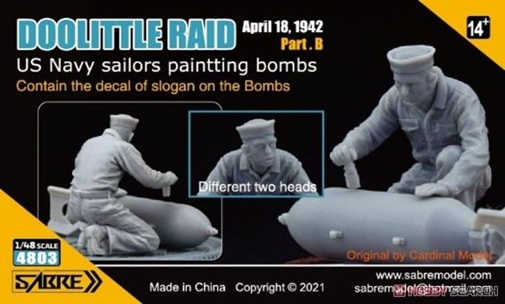 Saber 4803 Raid de Doolittle Partie B Marins de l&amp;#39;US Navy peignant des bombes 1/48