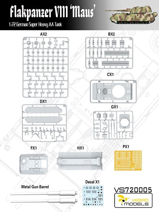Vespid Models VS720005 Flakpanzer VIII MAUS 1/72 – zdjęcie 4